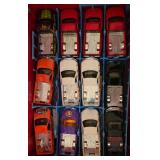 K - Lot of 3 Vintage 24-Car Carrying Cases with Assorted Die-Cast Toy Cars