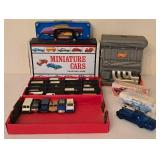 K - Vintage Miniature Car Collection with Carrying Cases and Avon Car Decanters