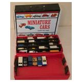 K - Vintage Miniature Car Collection with Carrying Cases and Avon Car Decanters