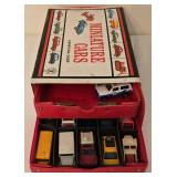 K - Vintage Miniature Car Collection with Carrying Cases and Avon Car Decanters