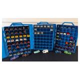 G - Lot of 3 Vintage Hot Wheels Carrying Cases with Assorted Die-Cast Cars