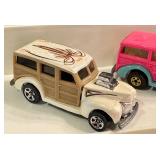 Collection of 5 Vintage Hot Wheels Woody Diecast Cars including Surf Beat