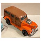 Collection of 5 Vintage Hot Wheels Woody Diecast Cars including Surf Beat