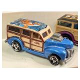 Collection of 5 Vintage Hot Wheels Woody Diecast Cars including Surf Beat
