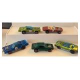 Set of 5 Vintage Red Lines Hot Wheels Cars - Light My Firebird, Sugar Caddy, Heavy Chevy