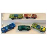 Set of 5 Vintage Red Lines Hot Wheels Cars - Light My Firebird, Sugar Caddy, Heavy Chevy