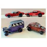 Set of 4 Vintage Redline Hot Wheels Cars - 2 Custom Camaro, Classic Volkswagen, 31 Ford Woody