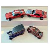Set of 4 Vintage Redline Hot Wheels Cars - 2 Custom Camaro, Classic Volkswagen, 31 Ford Woody