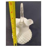 Diamond Point Patterned Milk Glass Basket
