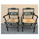 Pair of L. Hitchcock Cane/Rush Seat Chairs