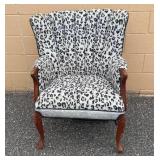 Vintage Queen Anne Style Arm Chair with Leopard Print Material