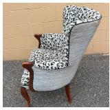 Vintage Queen Anne Style Arm Chair with Leopard Print Material
