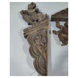 Two Wood Carved Asian Themed Corbels