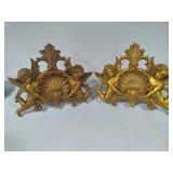 Pair of Matching Gold Ornate Curtain Rod Holders