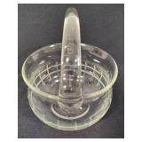 Clear Art Handled Glass Basket with Pickett Fence Design
