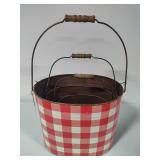 Three Nesting Tin Buckets with Wood Handles