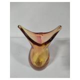Hand Blown Murano Mid Century Art Glass "Beak" Style Vase
