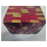 Glass Mosaic Storage Box w/Lid & African Motif Serving Tray