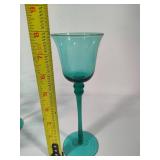 Ten Teal Green MCM Cordial Tall Stemmed Glasses