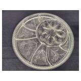 Indiana Glass Pebble Leaf Round Deviled Egg/Relish Plate