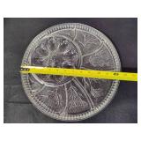 Indiana Glass Pebble Leaf Round Deviled Egg/Relish Plate