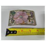 Abalone & Silver Tone Belt Buckle
