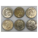 1972 Plain No Mint Mark Eisenhower One Dollar Coins