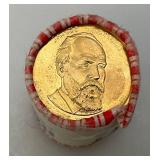 $25.00 Dollar Roll Of Presidential Dollar Coins