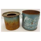 Vintage Metal Coast To Coast Stores Fine Tackle Minnow Bucket (Missing Lid) But Cool Man Cave Item