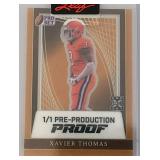 1 Of 1 Leaf Pre-Production Proof "Xavier Thomas Football Card (In Sealed Protective Sleeve)