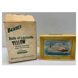 Vintage Collectible Jim Beam Belle Of Louisville Yellow & Green Decanters In Original Boxes