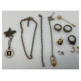 Misc. Vintage Jewelry Including Unmarked Silver? Ring And More