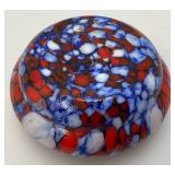 Art Deco Pique Fleurs ? Fused Glass Trinket Dish Lid Has Small Chip And Crack Present 3 1/4" H x 4 1/4" W