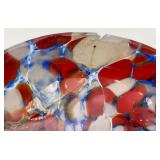 Art Deco Pique Fleurs ? Fused Glass Trinket Dish Lid Has Small Chip And Crack Present 3 1/4" H x 4 1/4" W