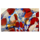 Art Deco Pique Fleurs ? Fused Glass Trinket Dish Lid Has Small Chip And Crack Present 3 1/4" H x 4 1/4" W