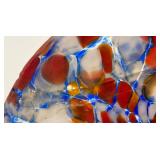 Art Deco Pique Fleurs ? Fused Glass Trinket Dish Lid Has Small Chip And Crack Present 3 1/4" H x 4 1/4" W