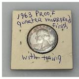 1963 Silver US Proof Quarter With Mirrored Finish And Toning (In Protective Case)