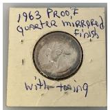 1963 Silver US Proof Quarter With Mirrored Finish And Toning (In Protective Case)
