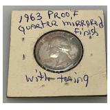 1963 Silver US Proof Quarter With Mirrored Finish And Toning (In Protective Case)