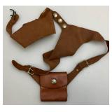 Misc. Gun Related Items Including JC Higgins Gun Cleaning Kit, Leather Holsters And More