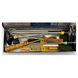 Misc. Gun Related Items Including JC Higgins Gun Cleaning Kit, Leather Holsters And More