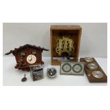 Misc. Antique And Vintage Clock Parts, Cen-Tech Volt Meter And More