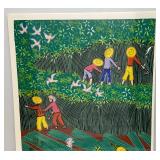 Vintage Chinese Folk Art Gouache 21" x 31" In Protective Packing
