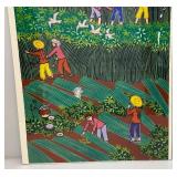 Vintage Chinese Folk Art Gouache 21" x 31" In Protective Packing