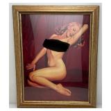1955 24" x 30" Framed Behind Glass Miss Monroe "Golden Dreams" Calendar