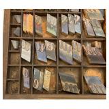 16 1/2" x 21 3/4" Vintage Wooden Printers Tray With  Typeset