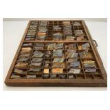 16 1/2" x 21 3/4" Vintage Wooden Printers Tray With  Typeset