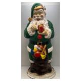 37" Vintage Father Christmas Blow Mold With Plastic Base