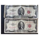 1953 Red Seal $2 Dollar Notes