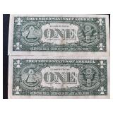 1969 D Green Seal $1 Dollar Federal Reserve Notes Consecutive Uncirculated